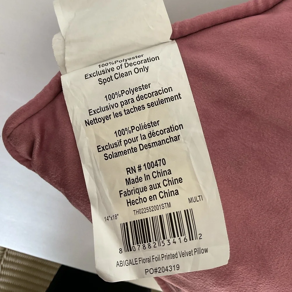 THRO Velveteen Peony Throw Pillow NWOT